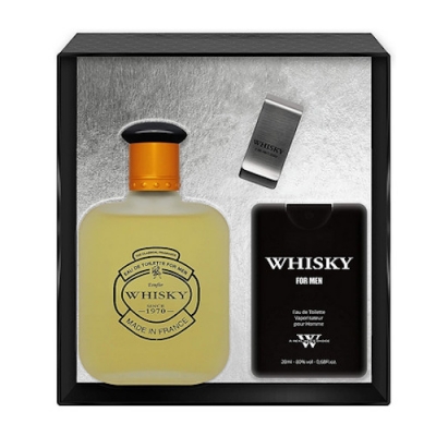 Evaflor Whisky Men - zestaw, woda toaletowa 100 ml, mini 20 ml, klips