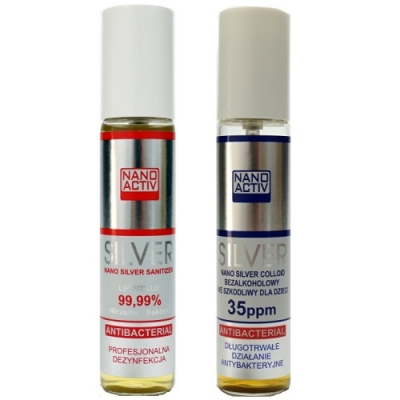 Antybakteryjne środki do Dezynfekcji Nano Silver, 2 sztuki. Sanitizer + Coloid